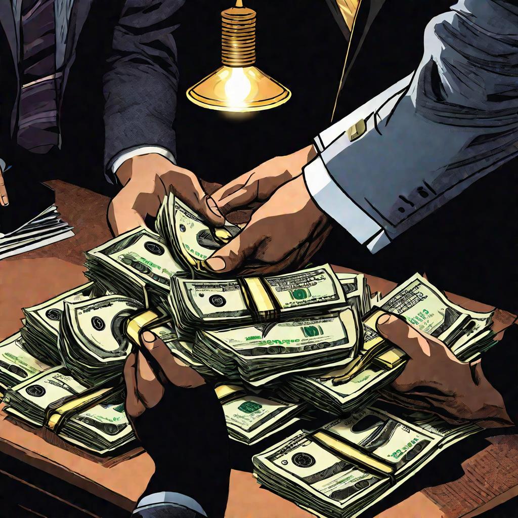 Обмен пачкой денег при заключении сделки