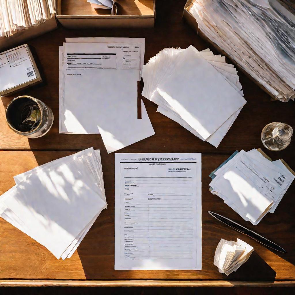 Бумаги и конверты на рабочем столе