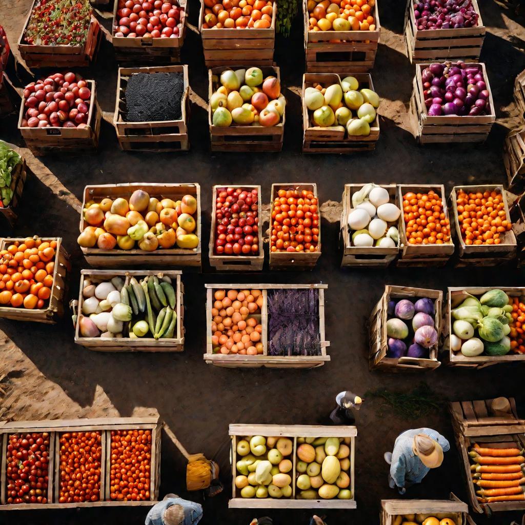 Прилавок фермерского рынка со свежими овощами и фруктами осенью