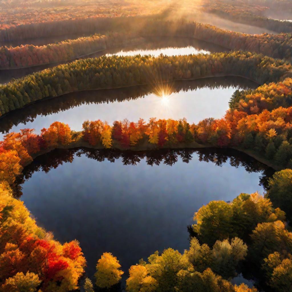 Лесное озеро на рассвете