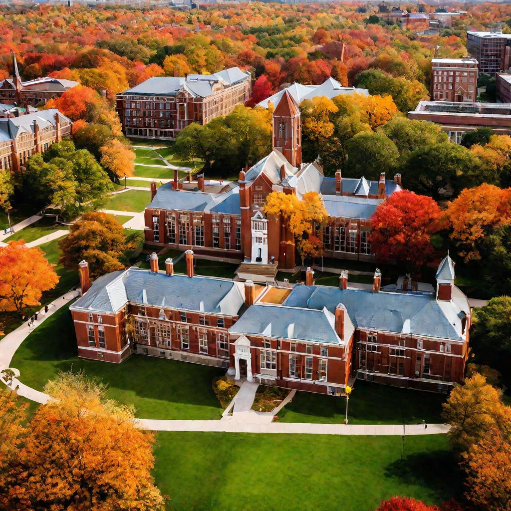 Вид университетского городка осенью