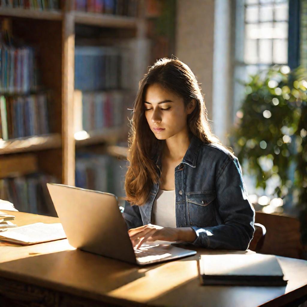 Студентка в библиотеке