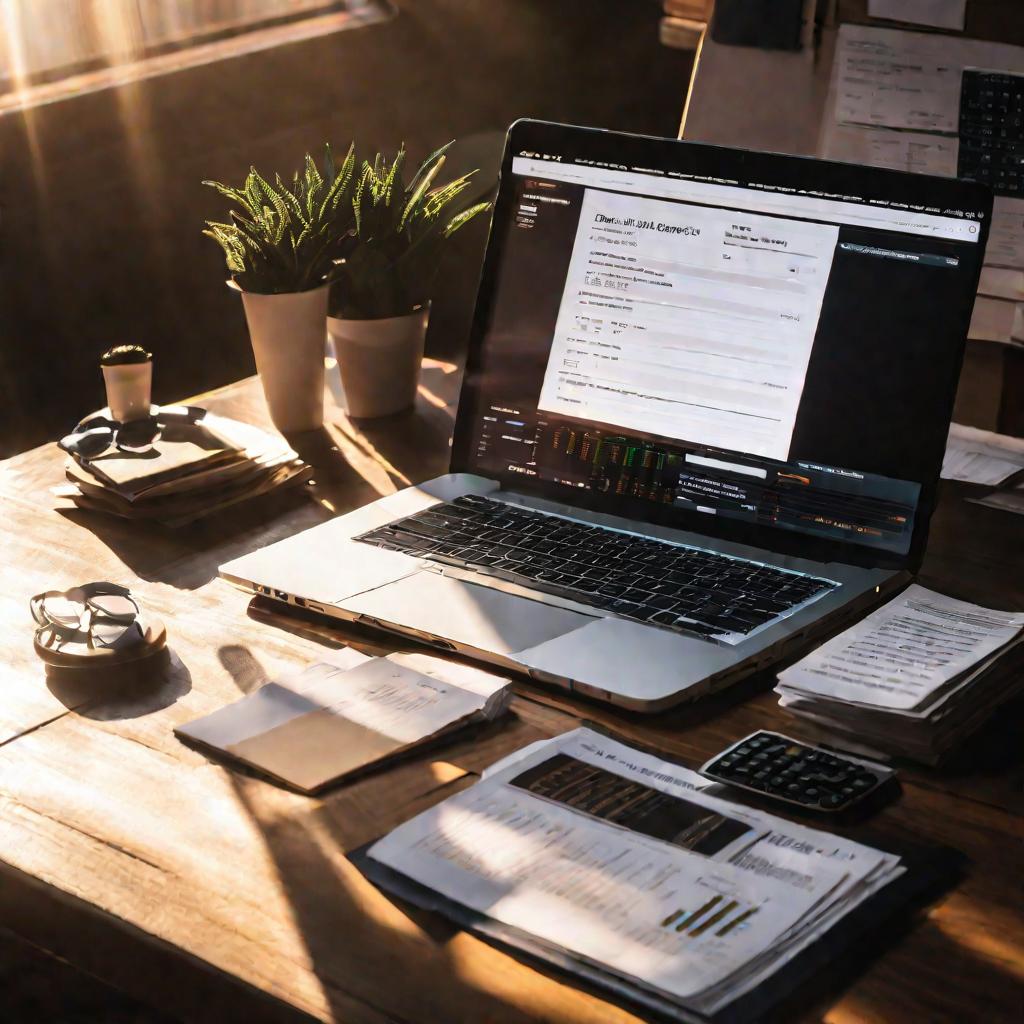 Ноутбук на рабочем столе