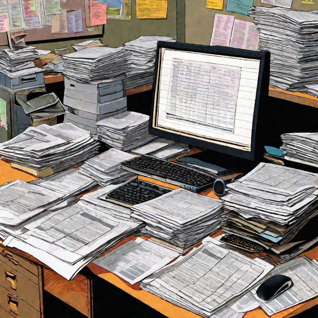 Беспорядочный рабочий стол с бумагами
