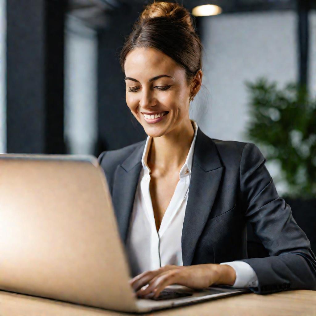 Портрет девушки за ноутбуком