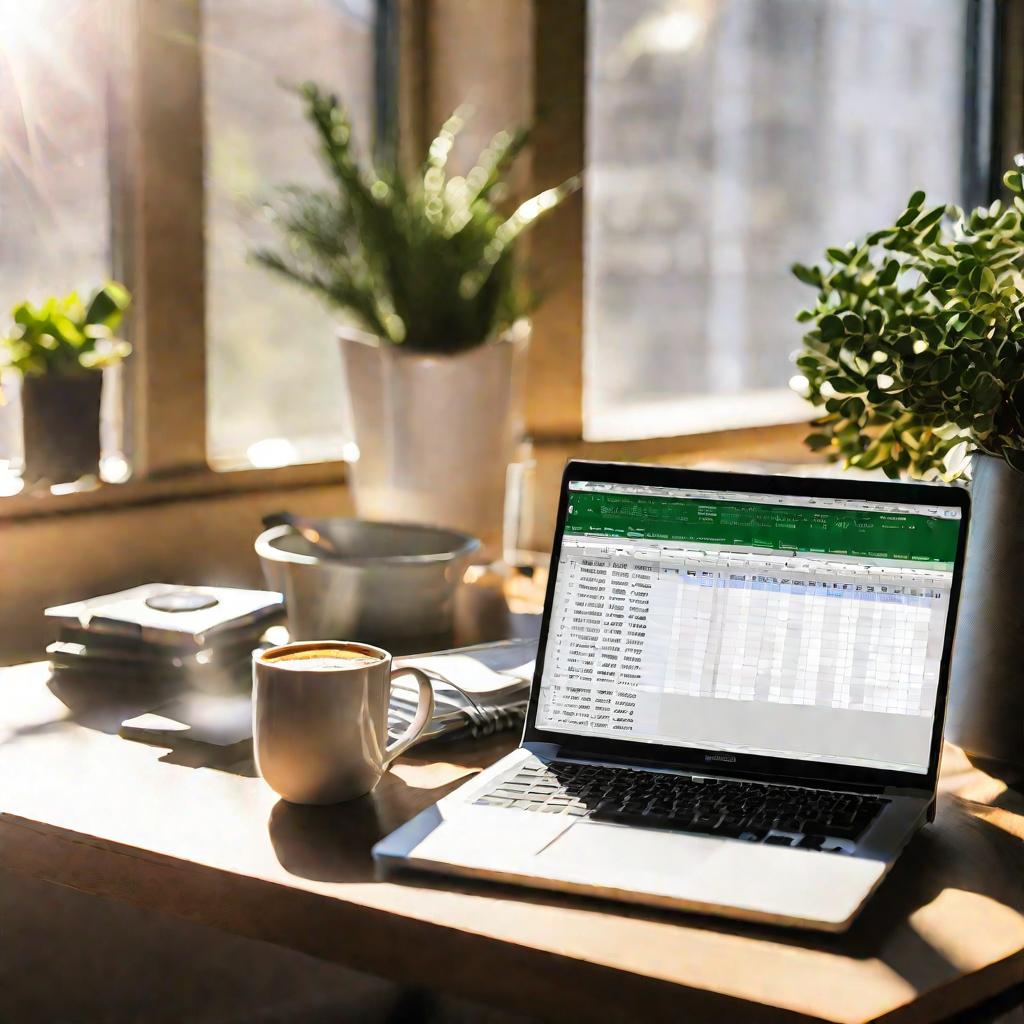 Офисный стол с ноутбуком и фотографиями