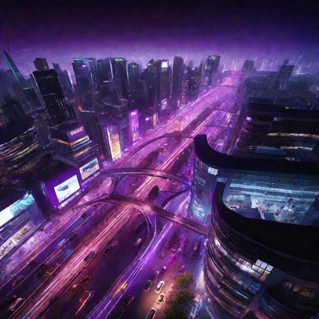 Ночная улица с неоновой подсветкой