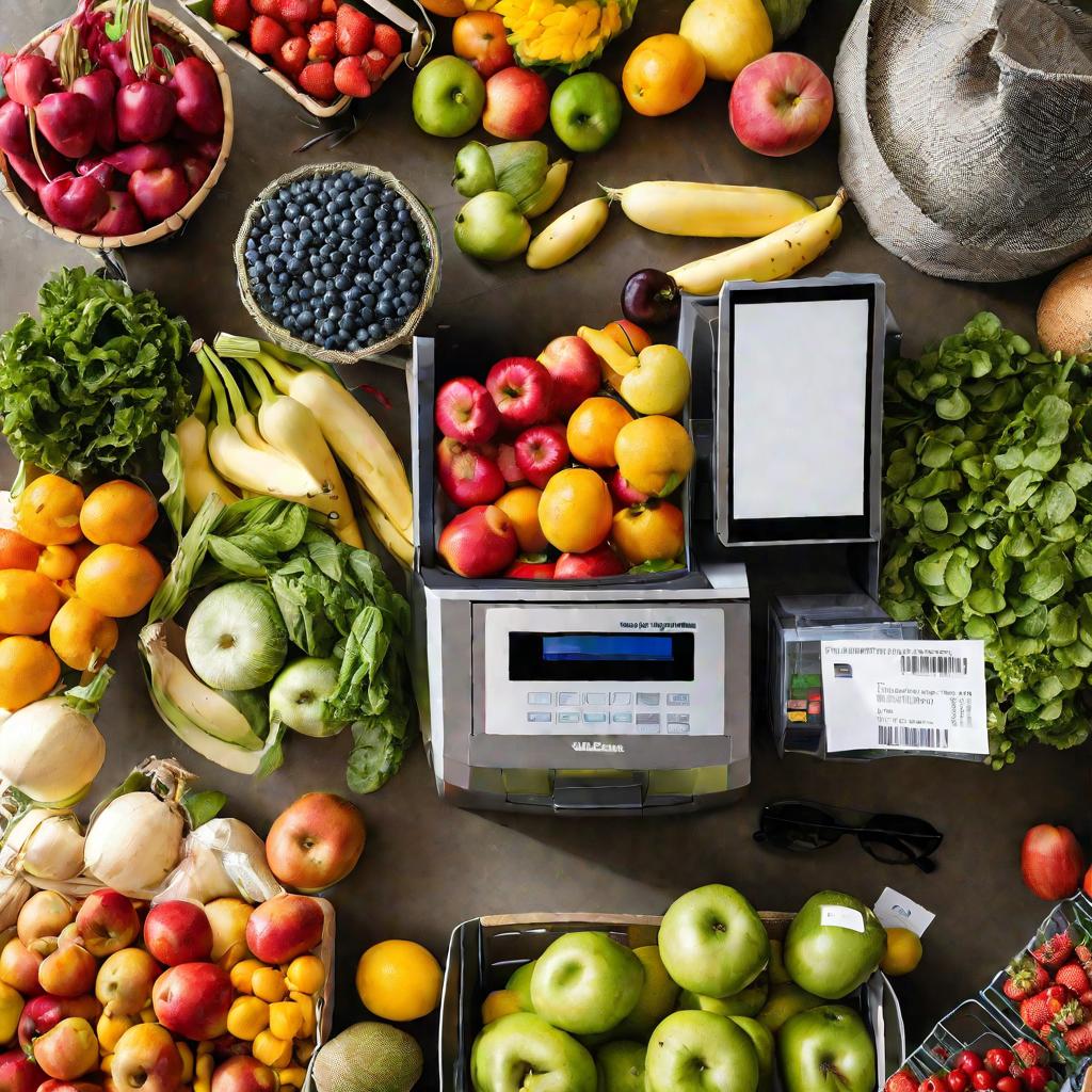 Касса на рынке, где печатаются чеки