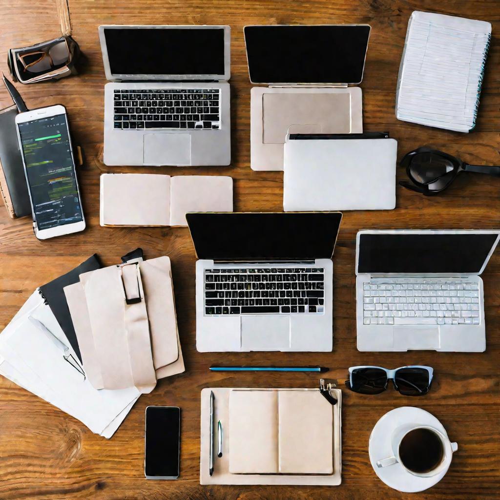 Ноутбуки с кодом на столе