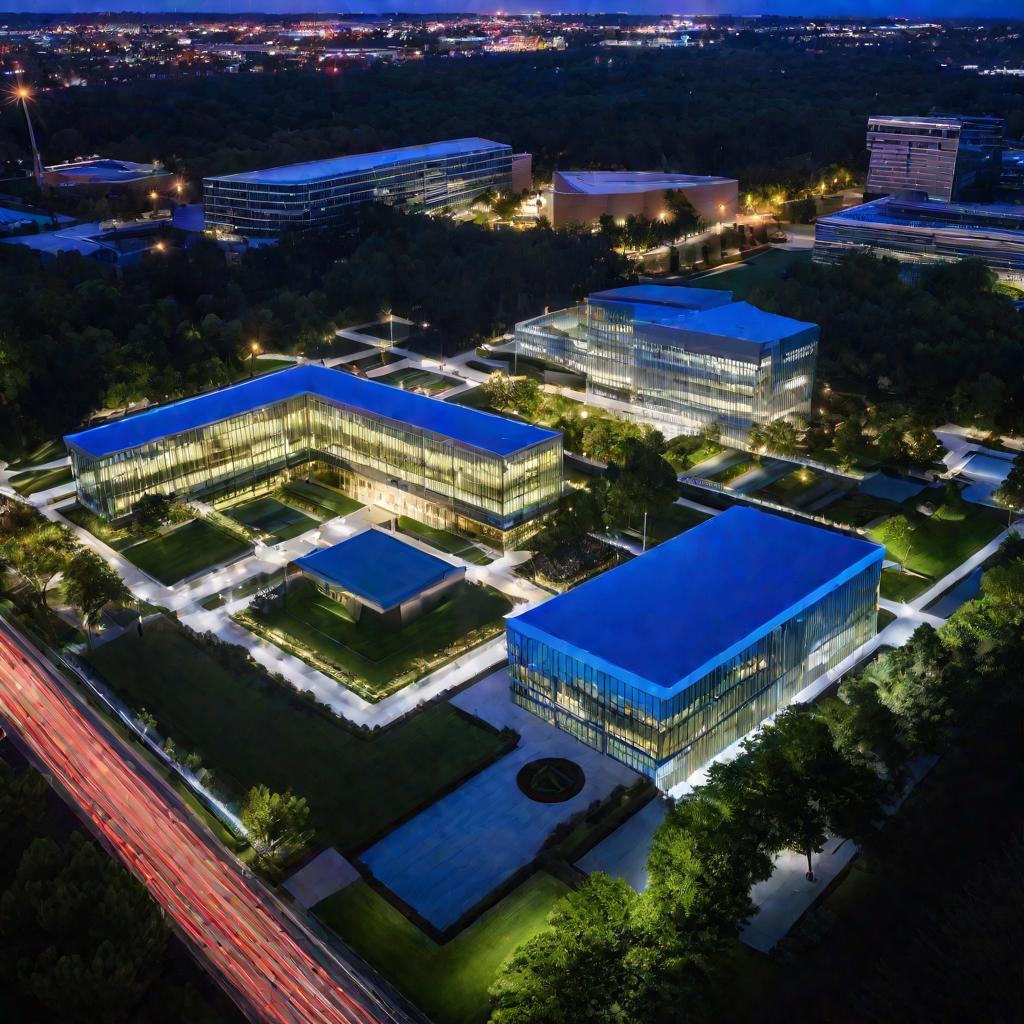 Суд здание вечером с освещением