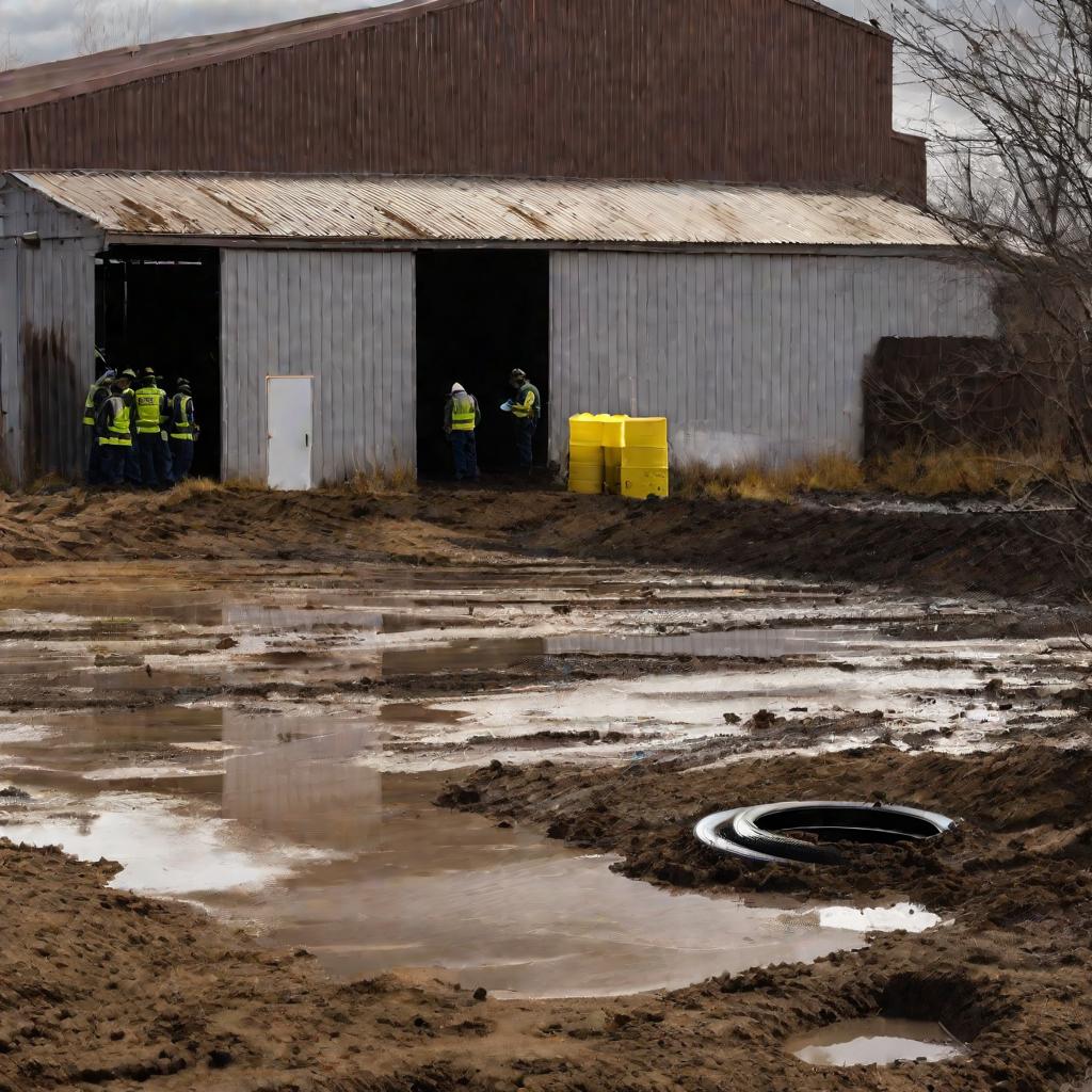 Место преступления у заброшенного склада с уликами