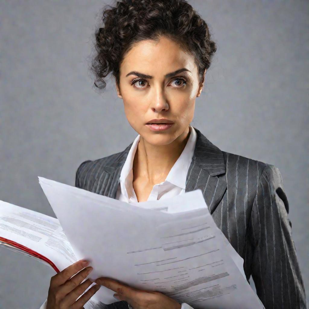 Женщина держит документы с ошибками