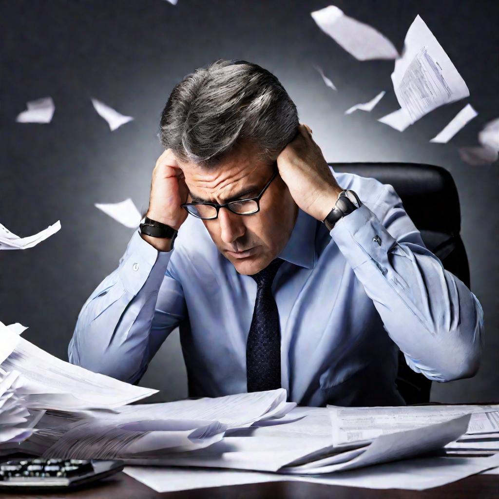 Портрет озабоченного бухгалтера за работой