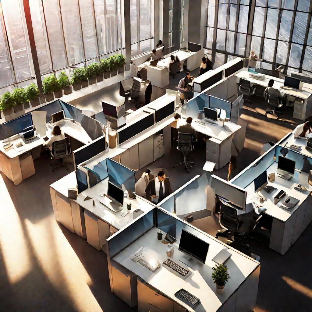 Офисное пространство с работающими сотрудниками