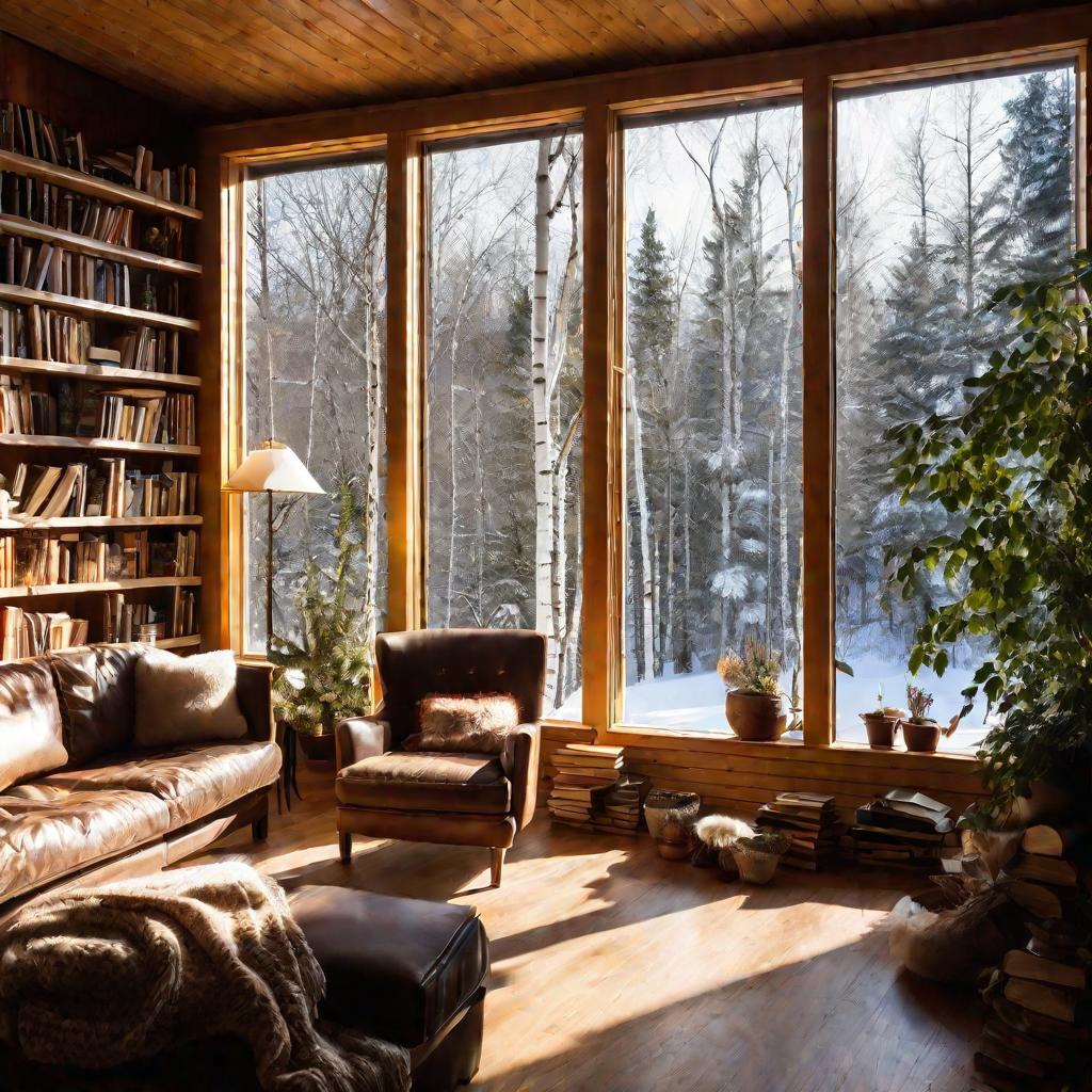 Уютная гостиная зимой
