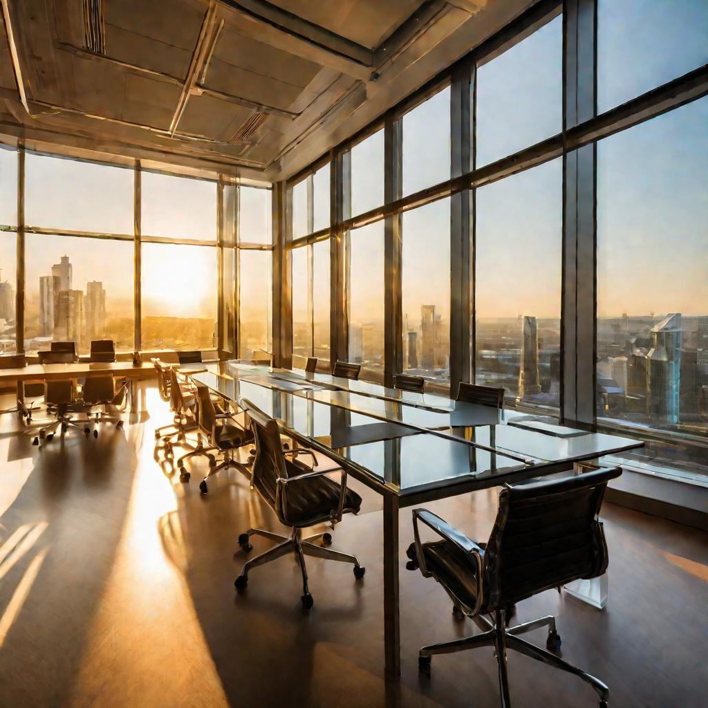 Офисное здание на рассвете