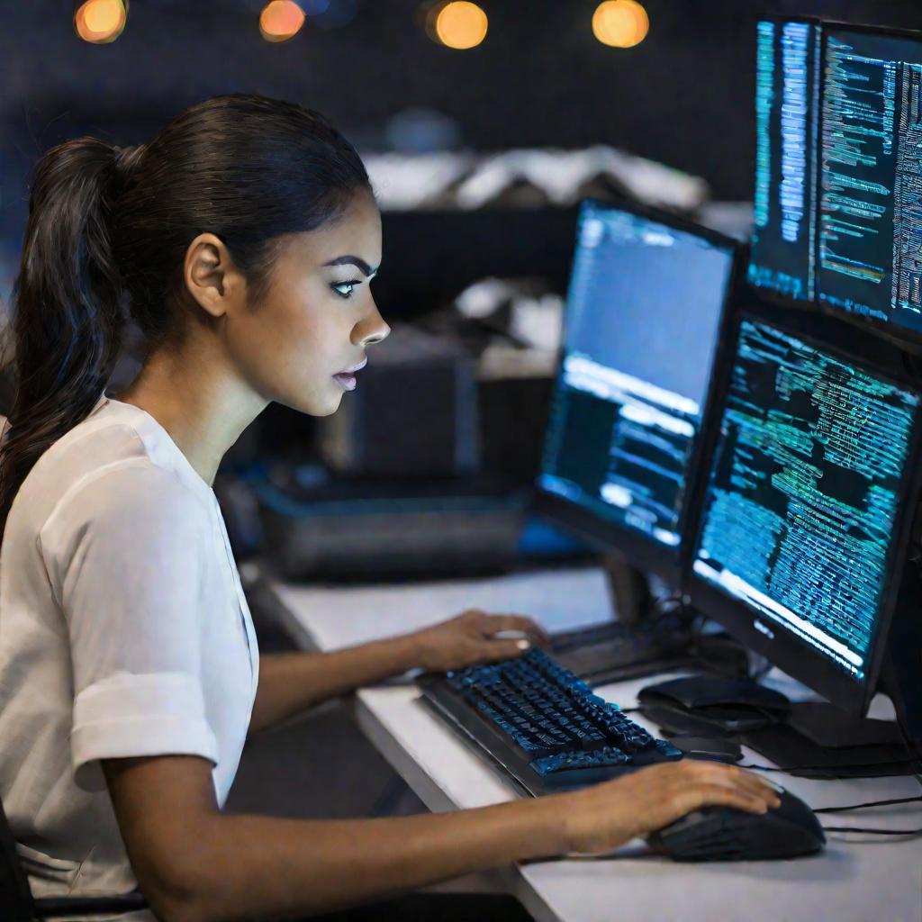 Программистка за работой