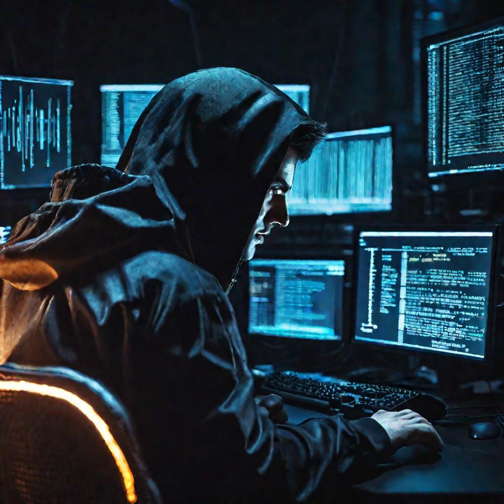 Хакер взламывает сеть