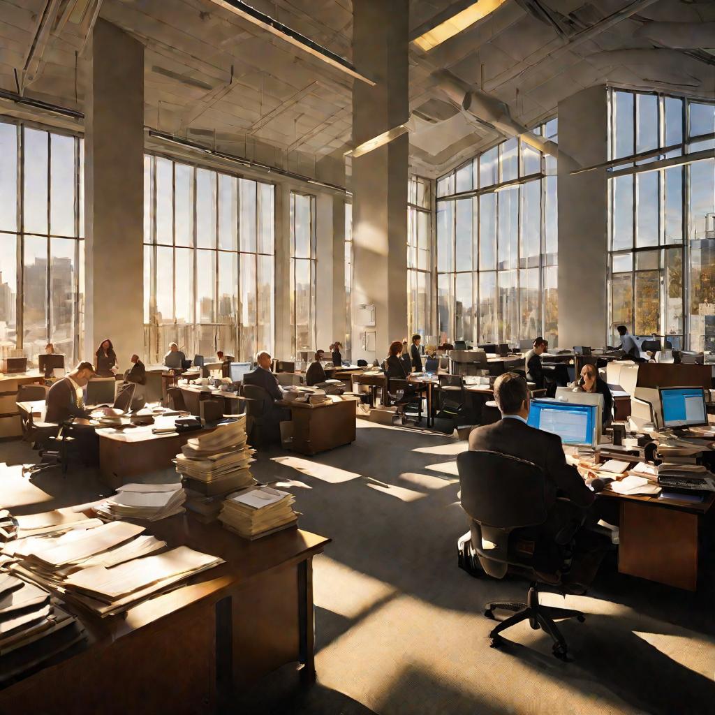 Офис бухгалтеров в полной работе