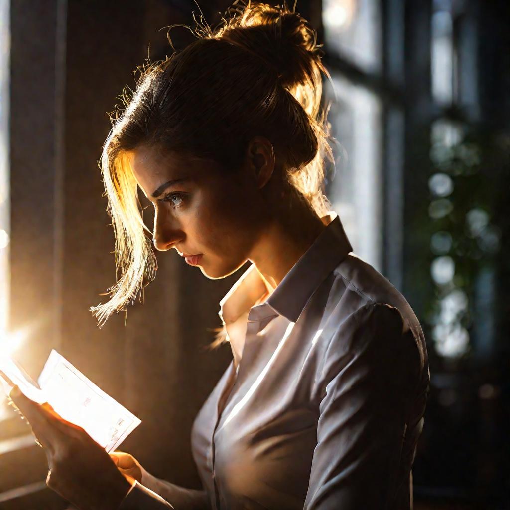 Героиня проверяет платежные реквизиты