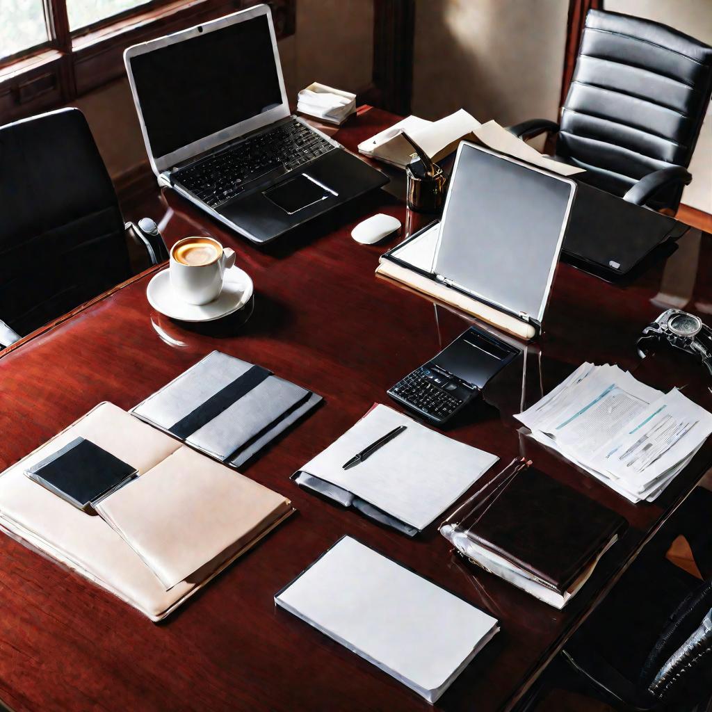 Офисный стол с ноутбуками