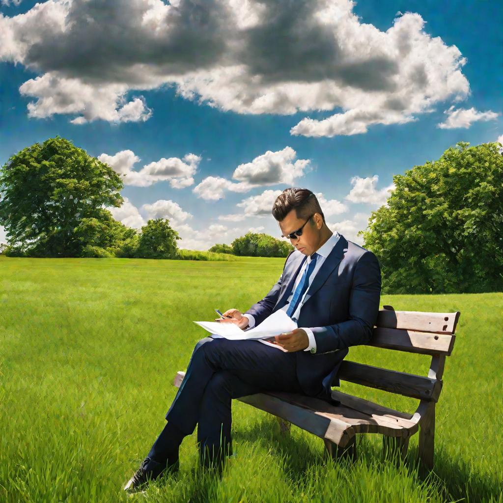 Поле, мужчина, документ