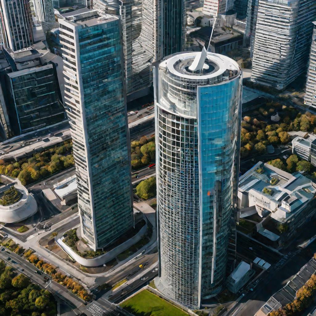 Вид сверху на высотное здание налоговой инспекции