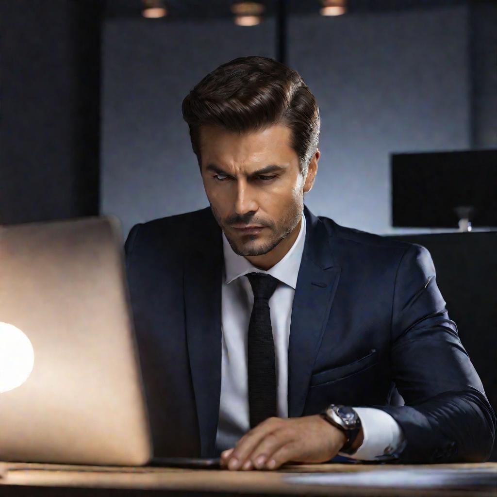 Бизнесмен за компьютером