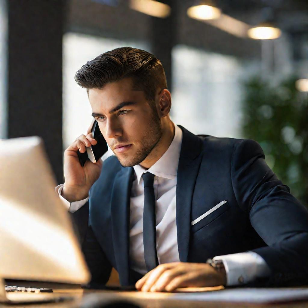 Бизнесмен за ноутбуком