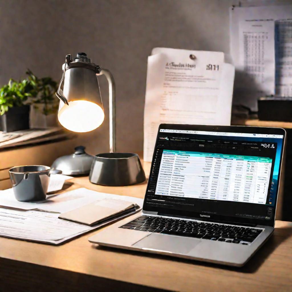 Ноутбук с открытой бухгалтерской программой