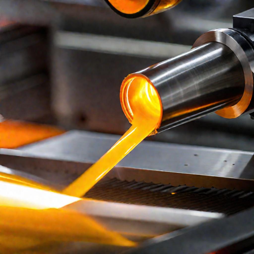 Крупный план выдавливания расплавленного пластика