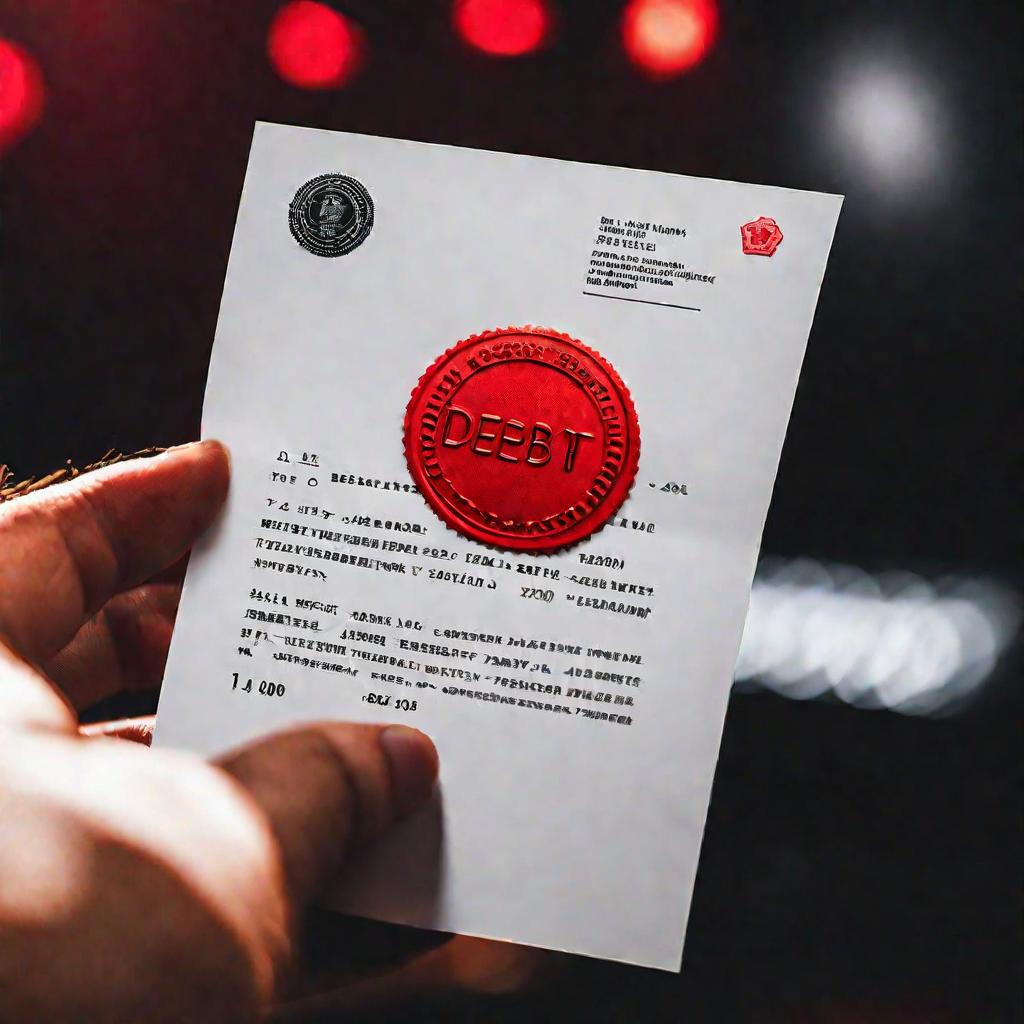 Письмо о долге с красной печатью