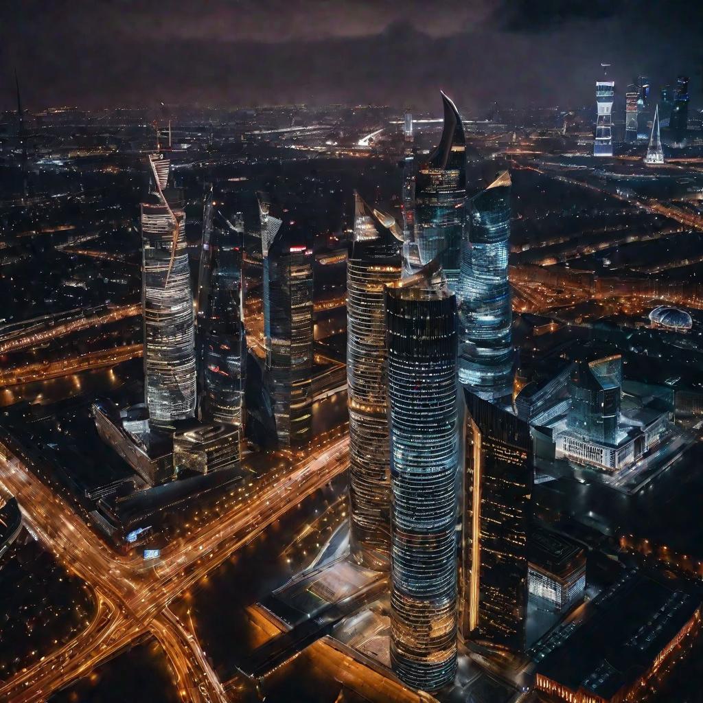 Москва вечер небоскребы