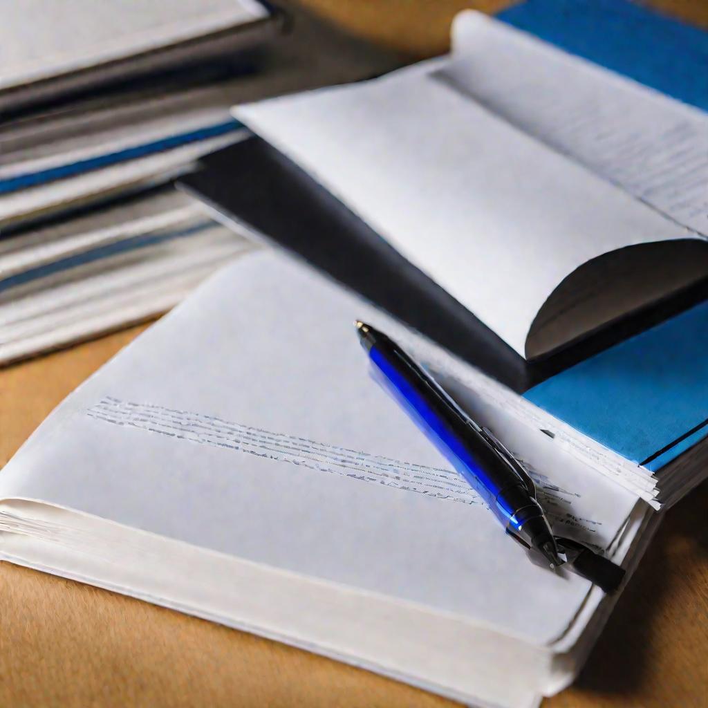 Папка с бумагами и ручкой на столе