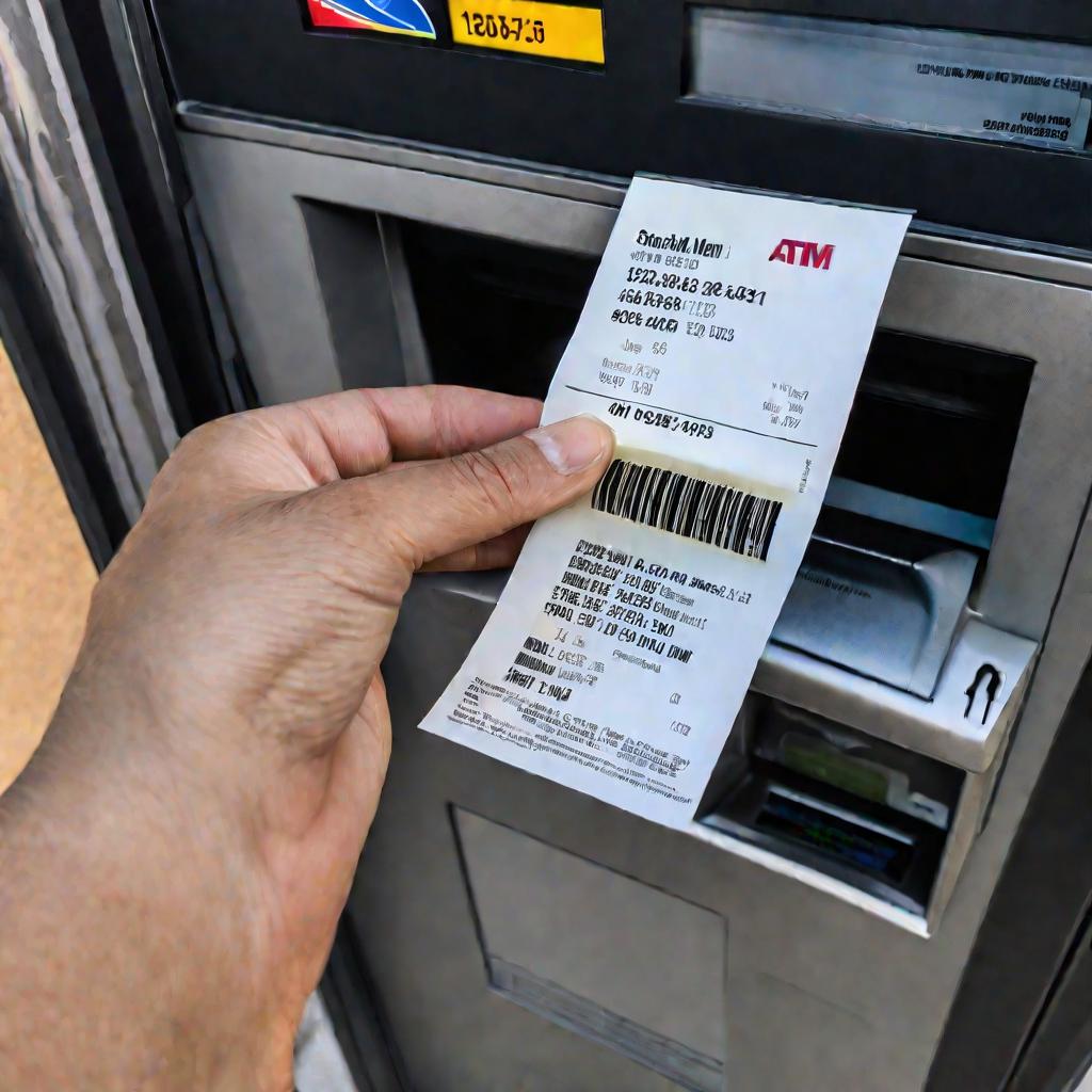 Мини-выписка на чеке из банкомата