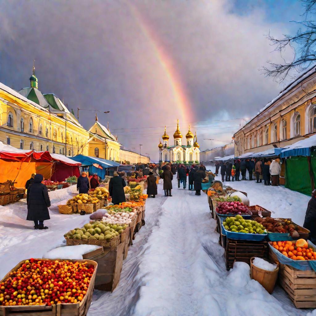 Рынок в России зимним утром