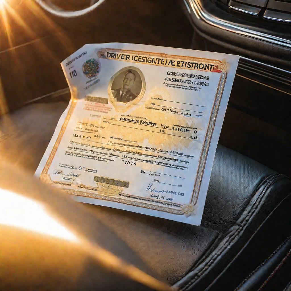 Водительские права и документы на машину лежат на сиденье в салоне автомобиля