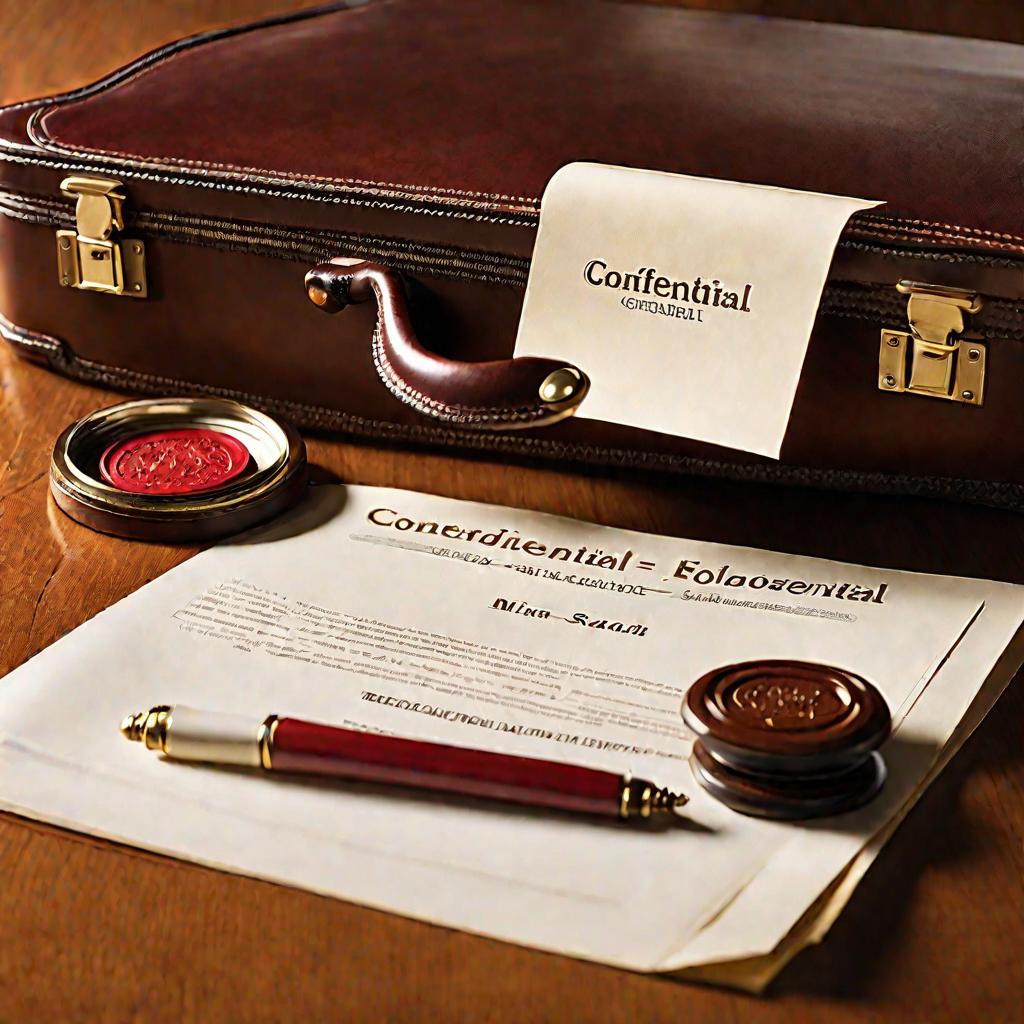 Близкий кадр документов в портфеле на столе переговоров.