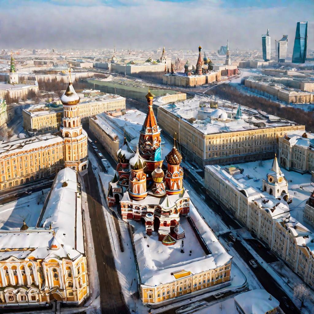 Москва зимой с Кремлем на заднем плане