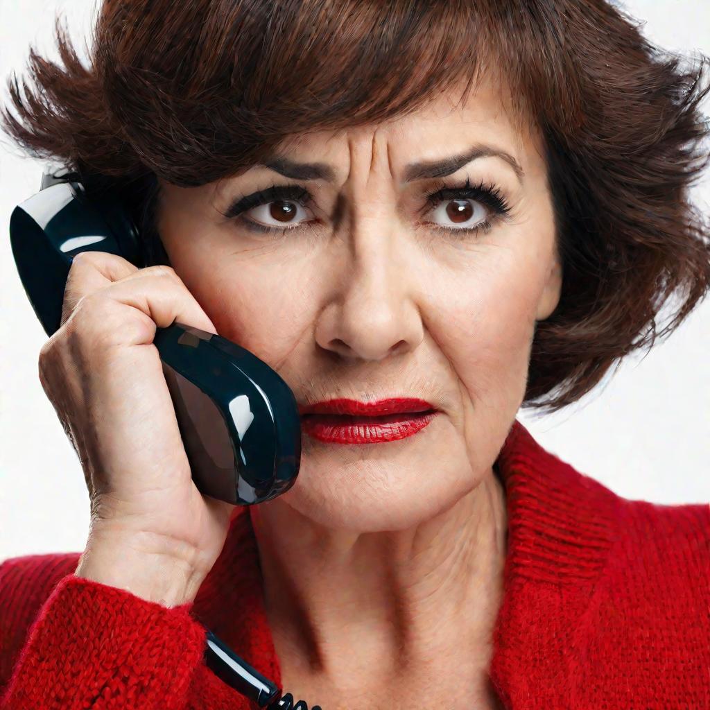 Раздраженная женщина жалуется по телефону