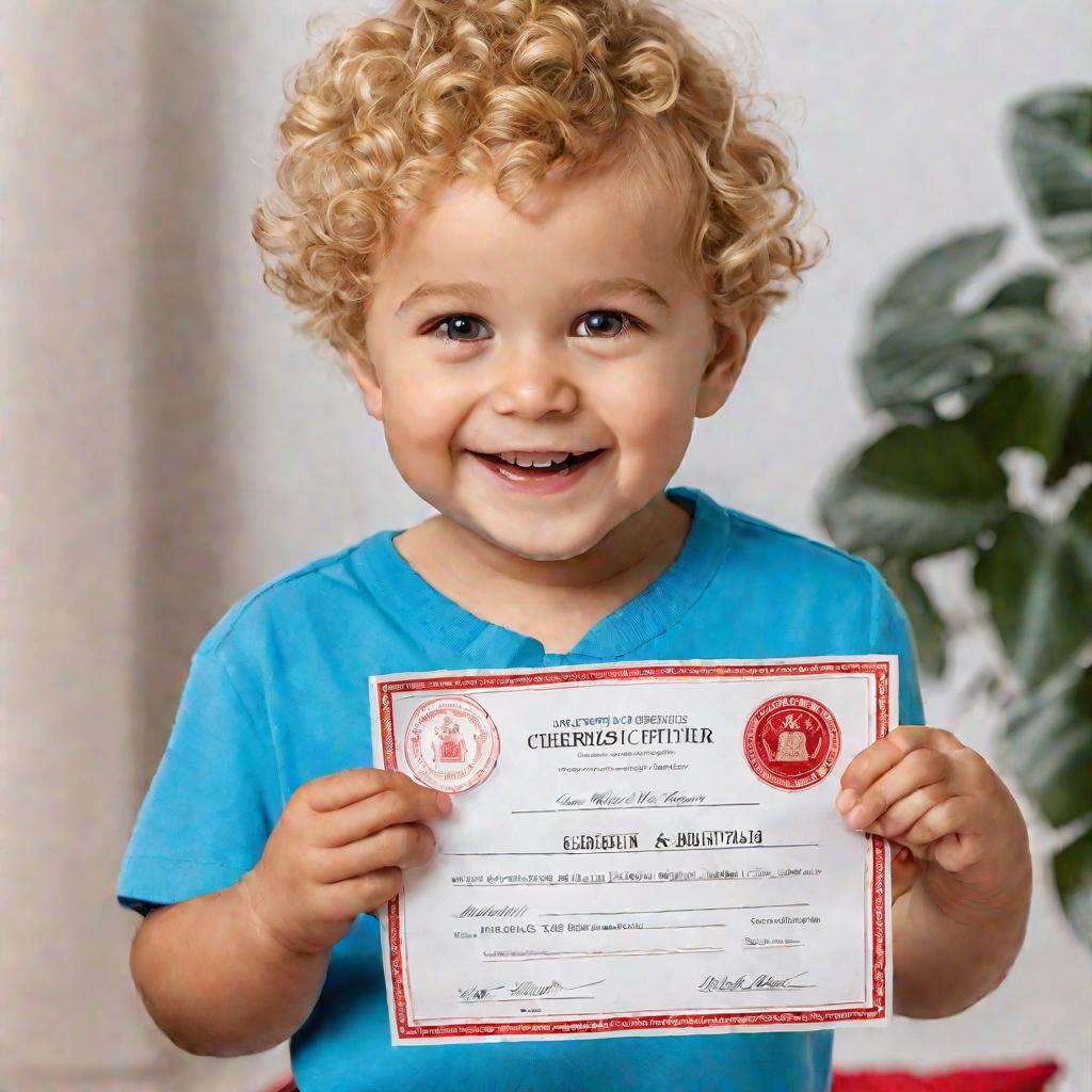 Мальчик держит свидетельство о рождении со штампом о гражданстве РФ