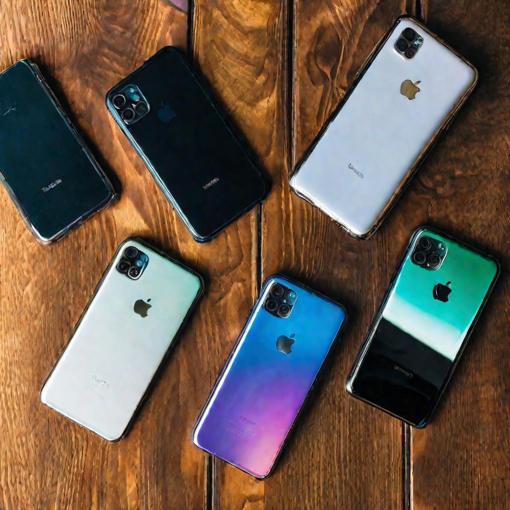 Несколько смартфонов разных моделей на столе