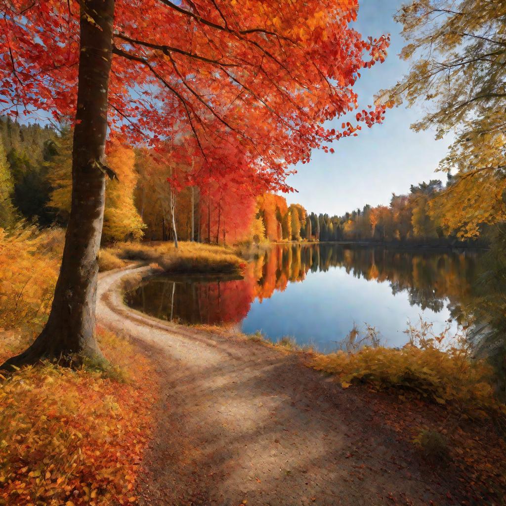 Лес осенью у озера
