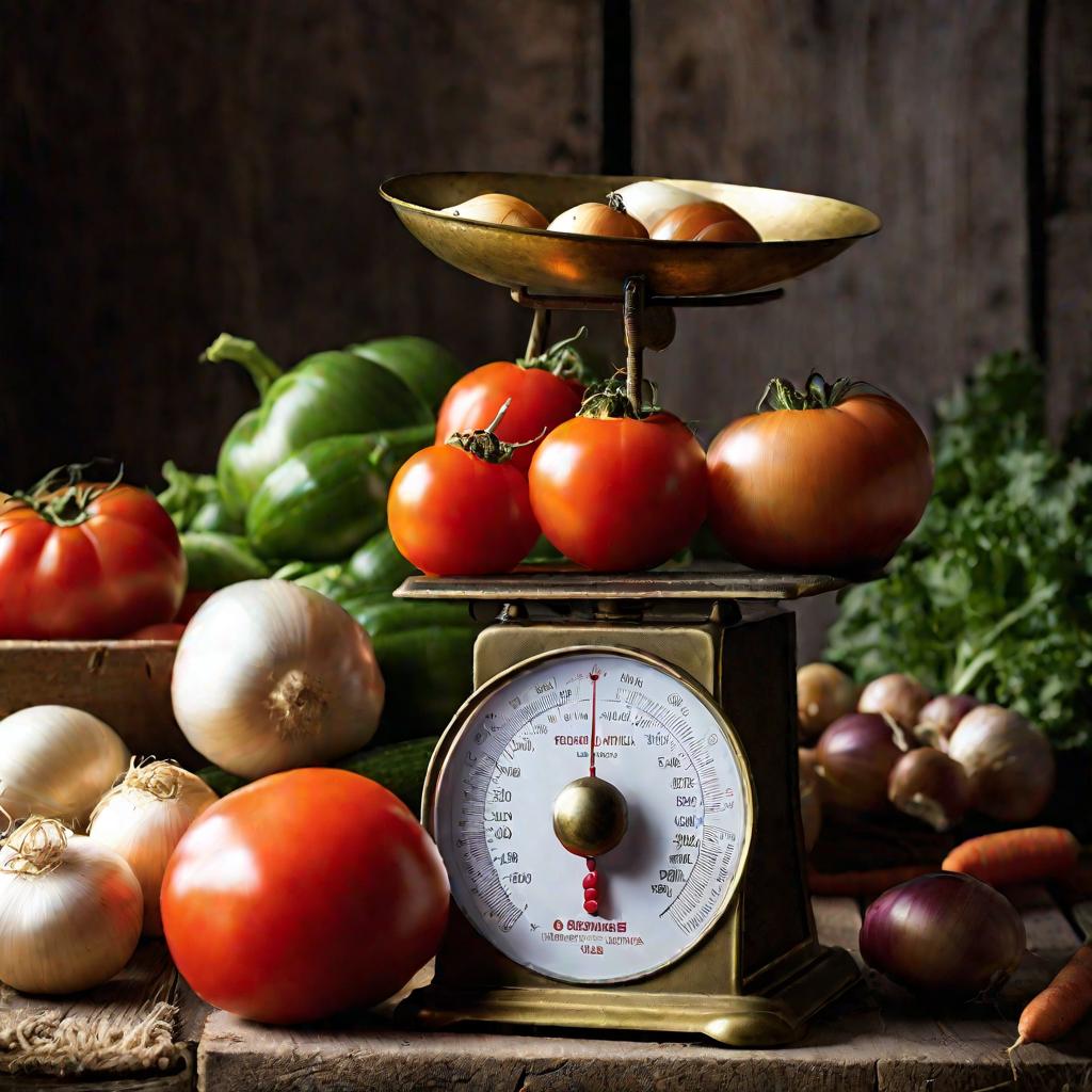 Весы для взвешивания овощей крупным планом