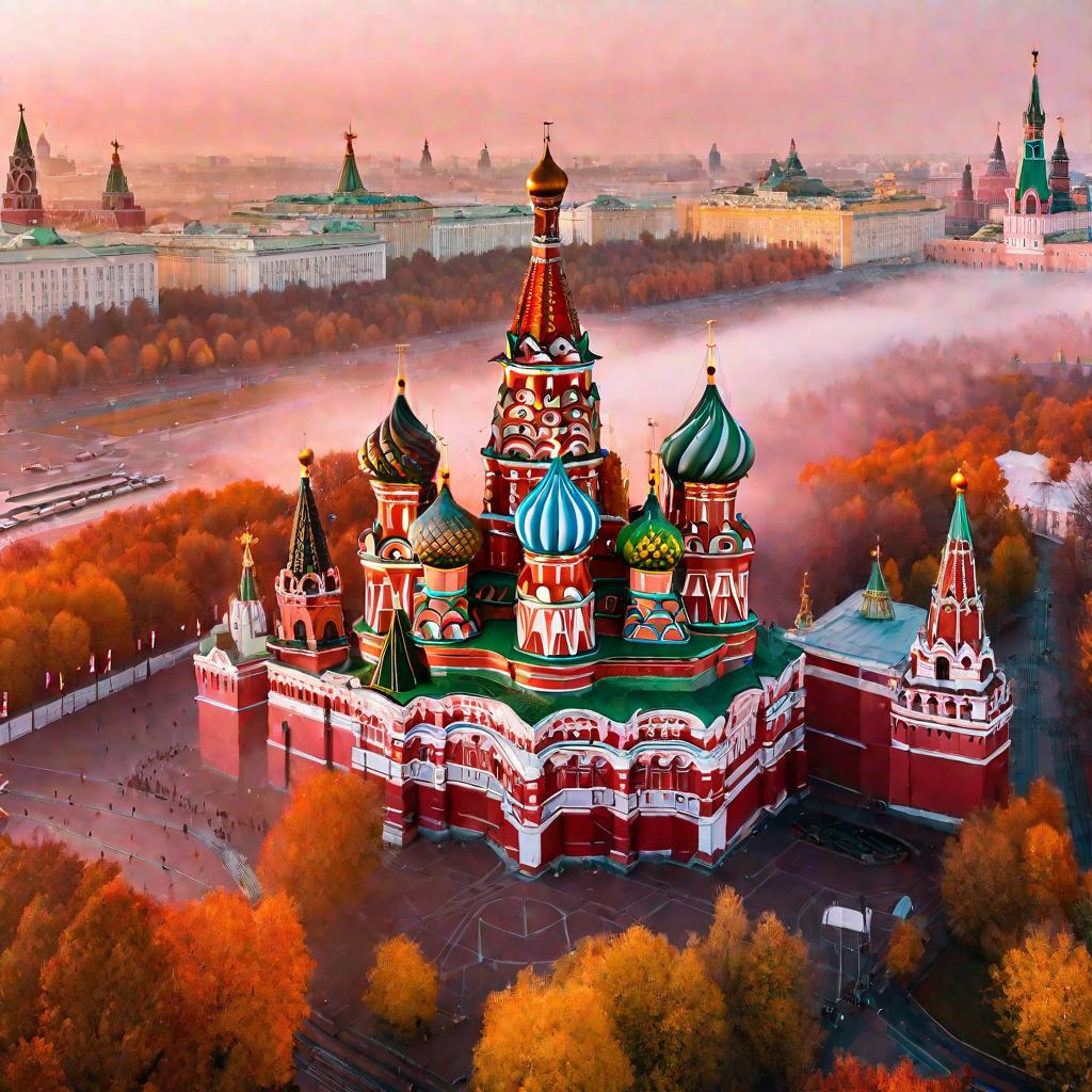 Вид Кремля на рассвете осенью