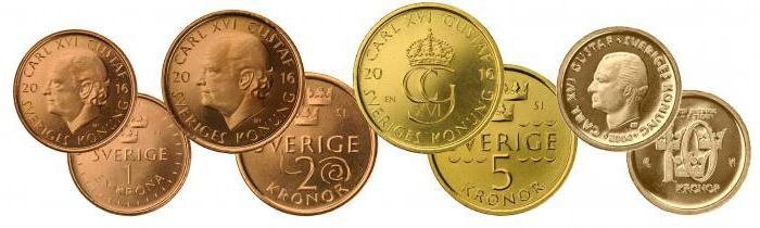 Валюта Швеции. Монеты номиналом 1, 2, 5, 10 крон. 